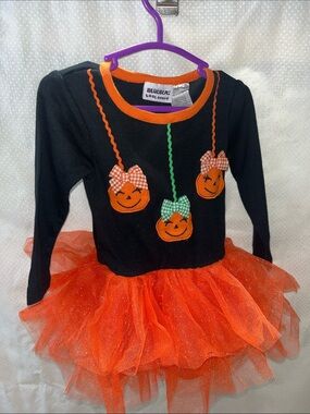 Blueberi Boulevard Black & Orange Pumpkin Tutu Dress